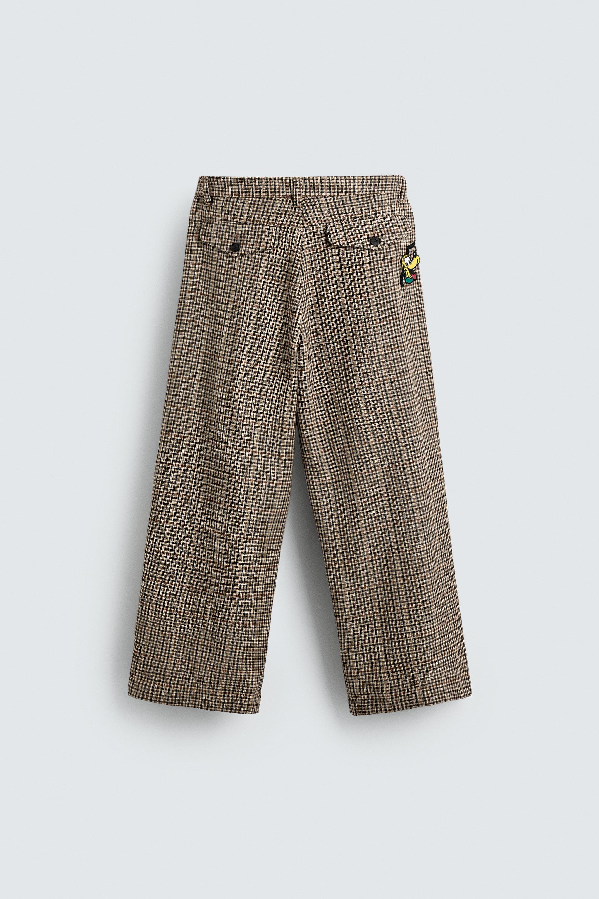 PLUTO PATCH CHECK TROUSERS HARRY LAMBERT FOR ZARA X DISNEY